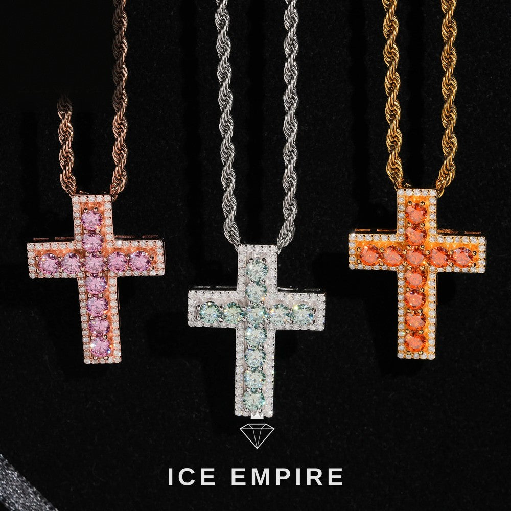 Iced Out Cross Rose Gold Plated Pendant