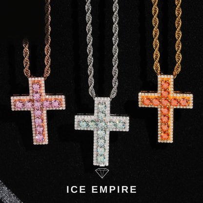 Iced Out Cross Rose Gold Plated Pendant