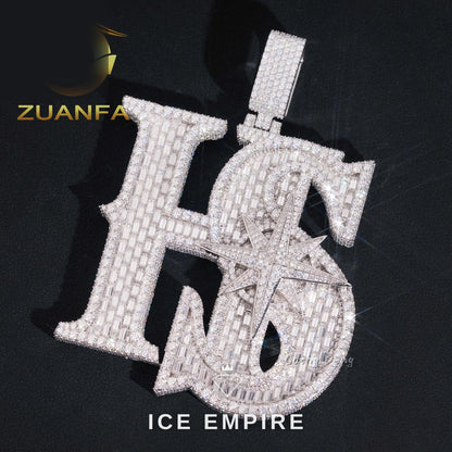 Iced Out Baguette Rose Gold Plated Moissanite Pendant