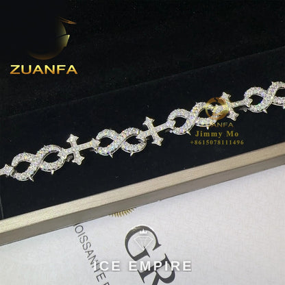 Iced Out Cross Rose Gold Plated Moissanite Cuban Chain