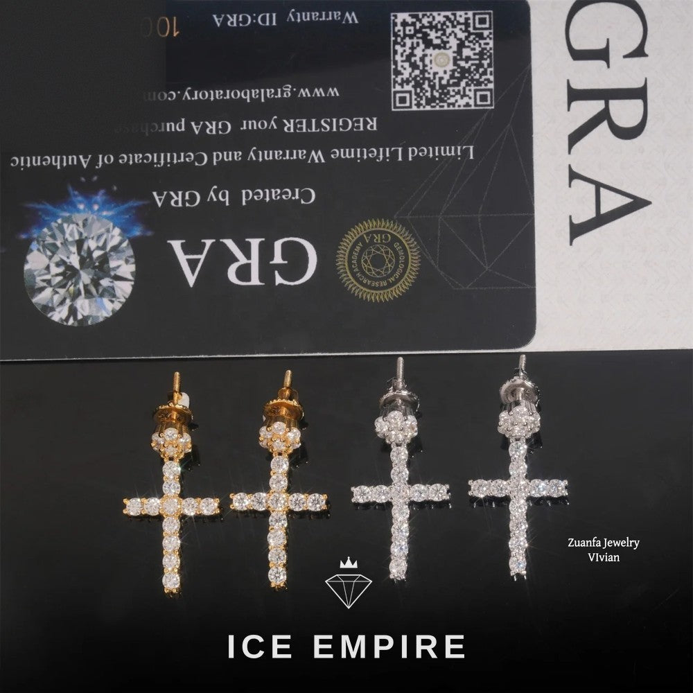 Iced Out 925 Silver Moissanite Earrings