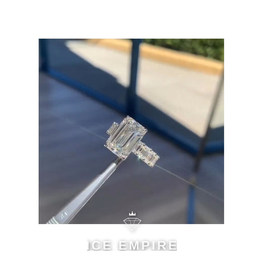 Iced Out 18K Gold Moissanite Engagement Ring
