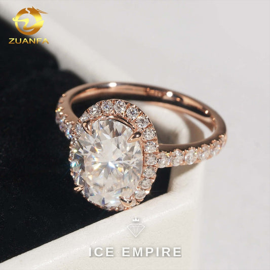 Iced Out Rose Gold Moissanite Engagement Ring