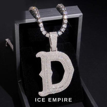 Iced Out Baguette 925 Silver Moissanite Pendant