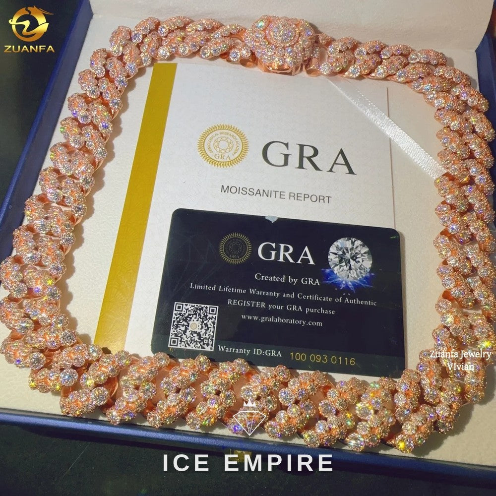 Iced Out Rose Gold Plated Moissanite Cuban Chain