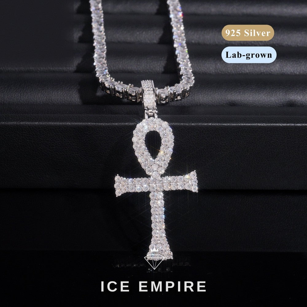 Iced Out Cross Gold Plated Lab Grown Diamond Pendant