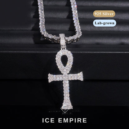 Iced Out Cross Gold Plated Lab Grown Diamond Pendant