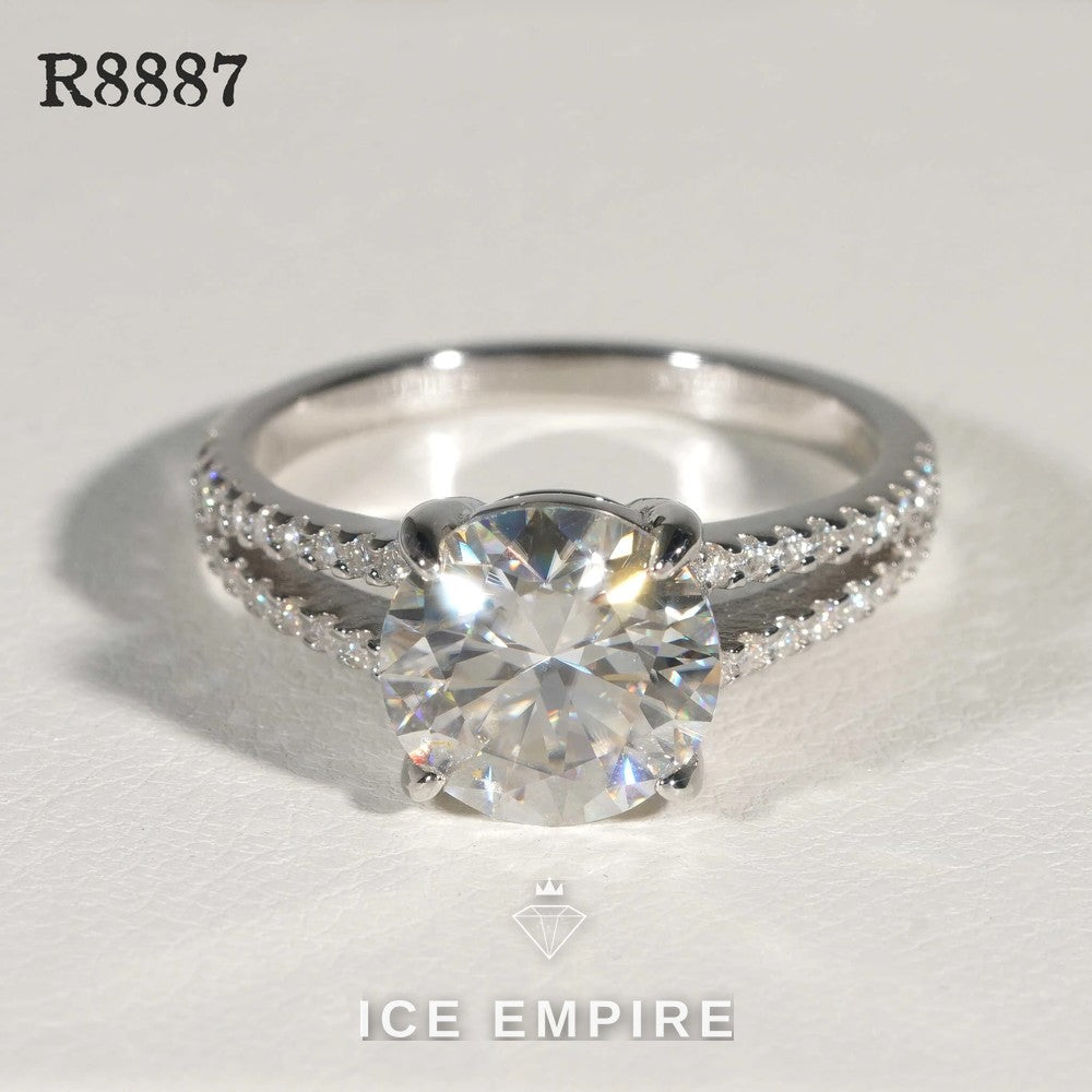 Iced Out 925 Silver Moissanite Engagement Ring