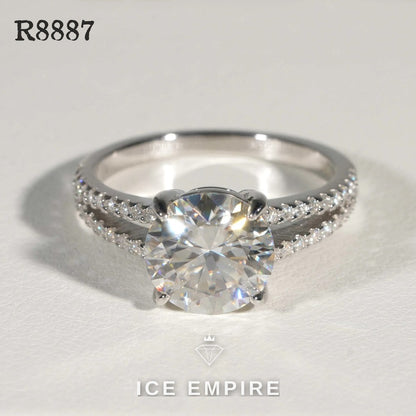 Iced Out 925 Silver Moissanite Engagement Ring
