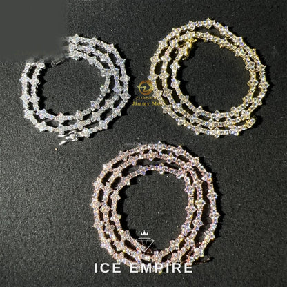 Iced Out Cluster Rose Gold Plated Moissanite Cuban Chain
