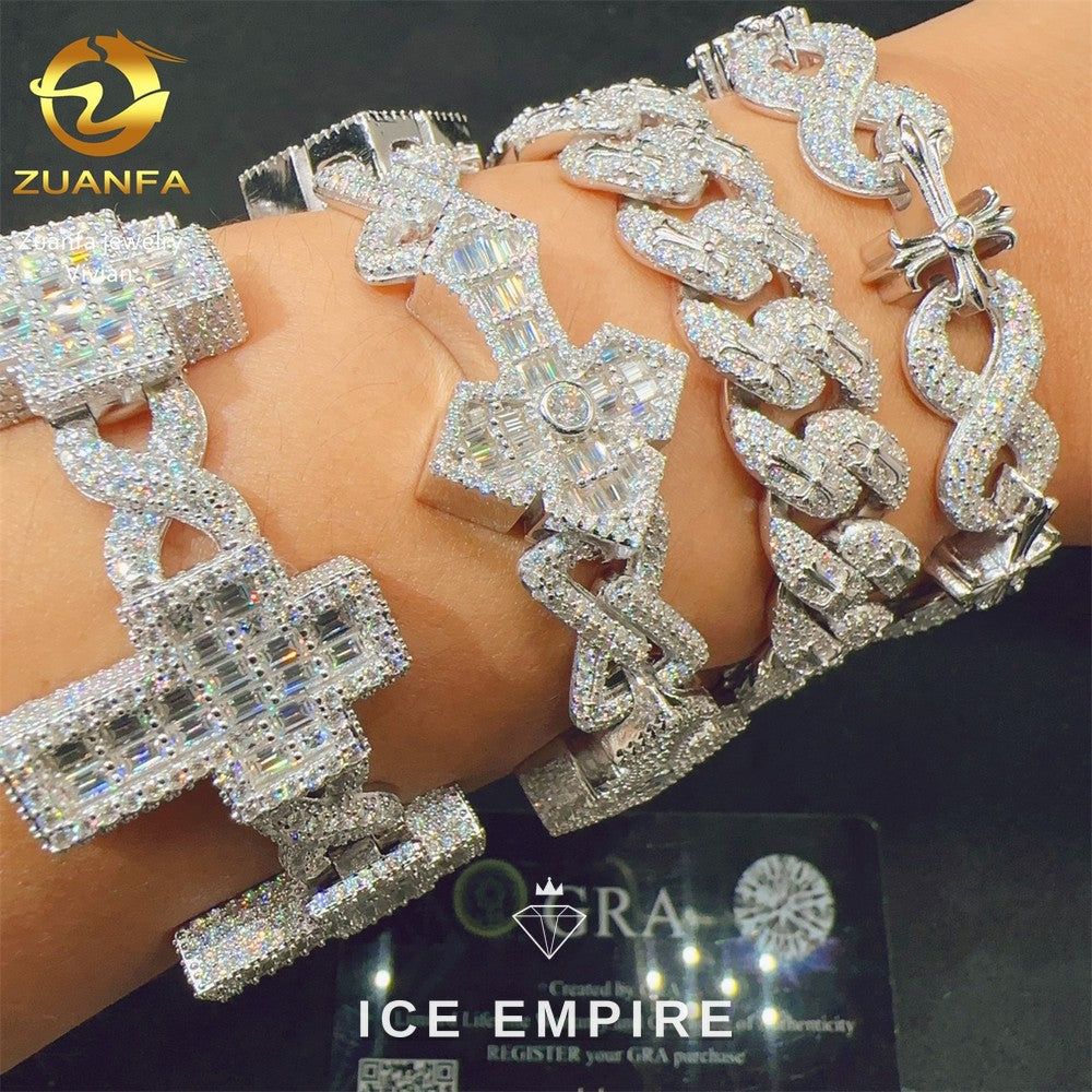Iced Out 925 Silver Moissanite Cuban Chain