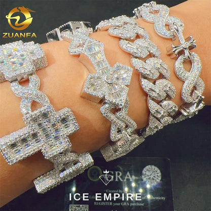 Iced Out 925 Silver Moissanite Cuban Chain