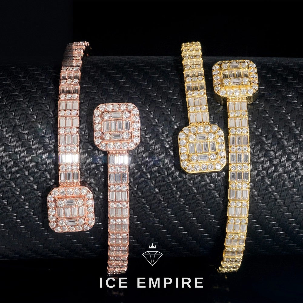 Iced Out Baguette Rose Gold Plated Moissanite Bracelet