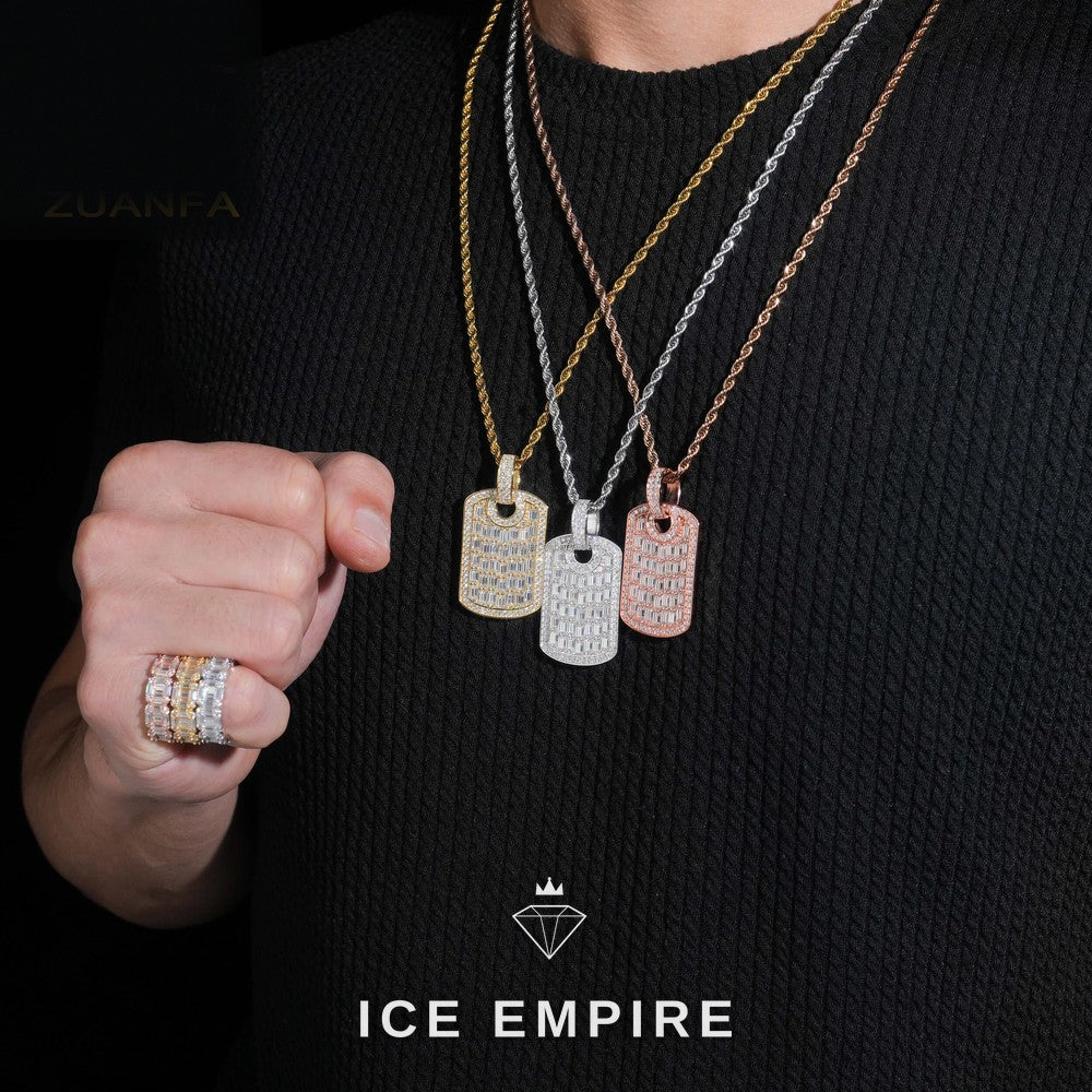 Iced Out Baguette 925 Silver Moissanite Pendant