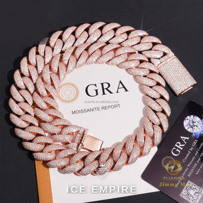 Iced Out Rose Gold Moissanite Cuban Chain