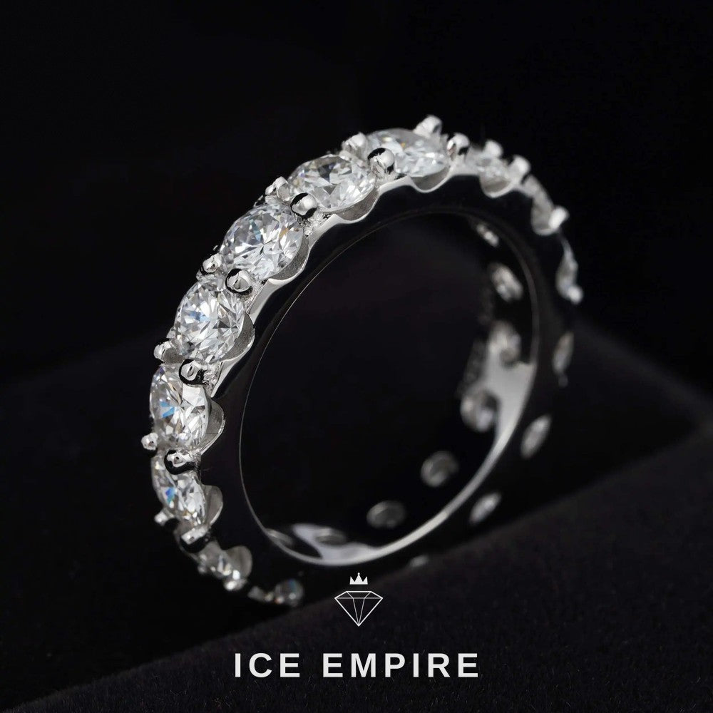 Iced Out 925 Silver Lab Grown Diamond Wedding Band