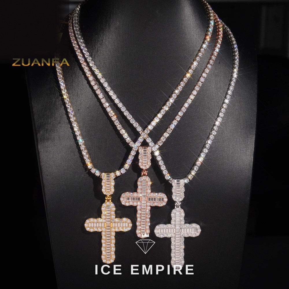 Iced Out Baguette Rose Gold Plated Moissanite Pendant