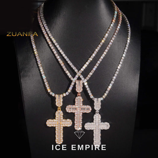Iced Out Baguette Rose Gold Plated Moissanite Pendant