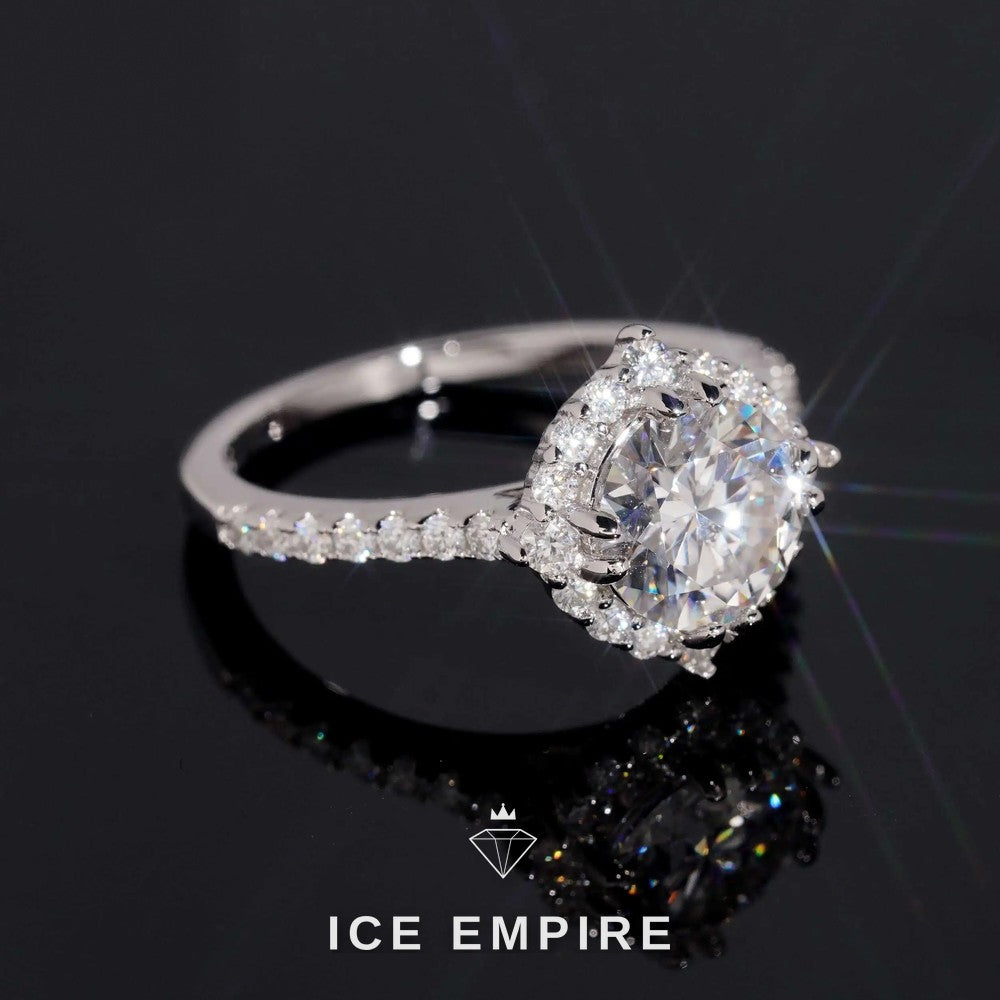 Iced Out 18K Gold Moissanite Wedding Band