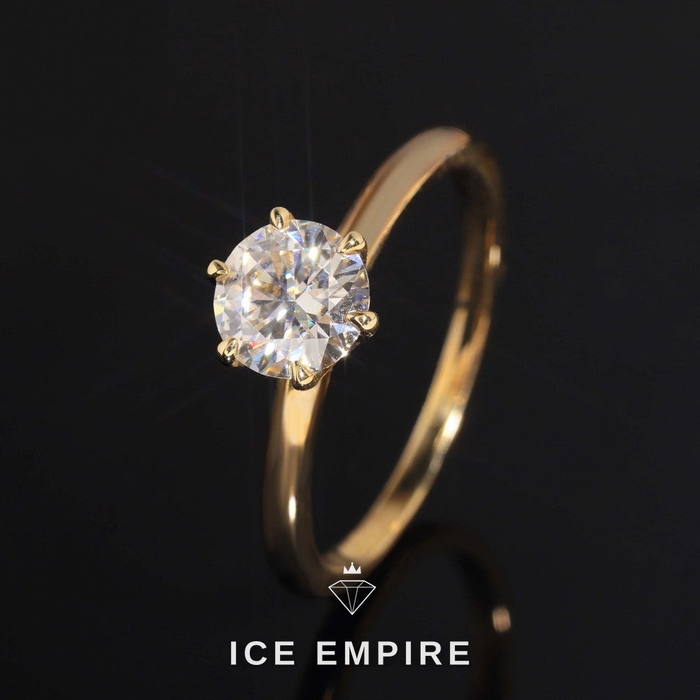 Iced Out 14K Gold Moissanite Wedding Band