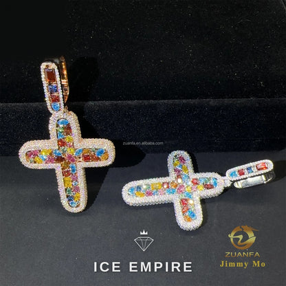 Iced Out Cross 925 Silver Pendant