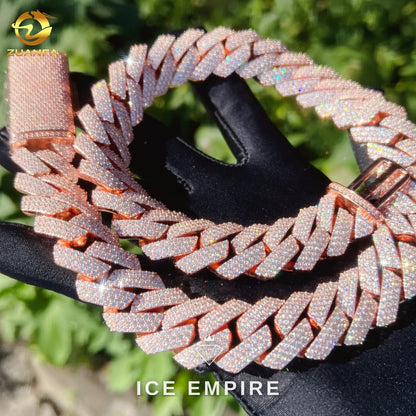 Iced Out Rose Gold Plated Moissanite Cuban Chain