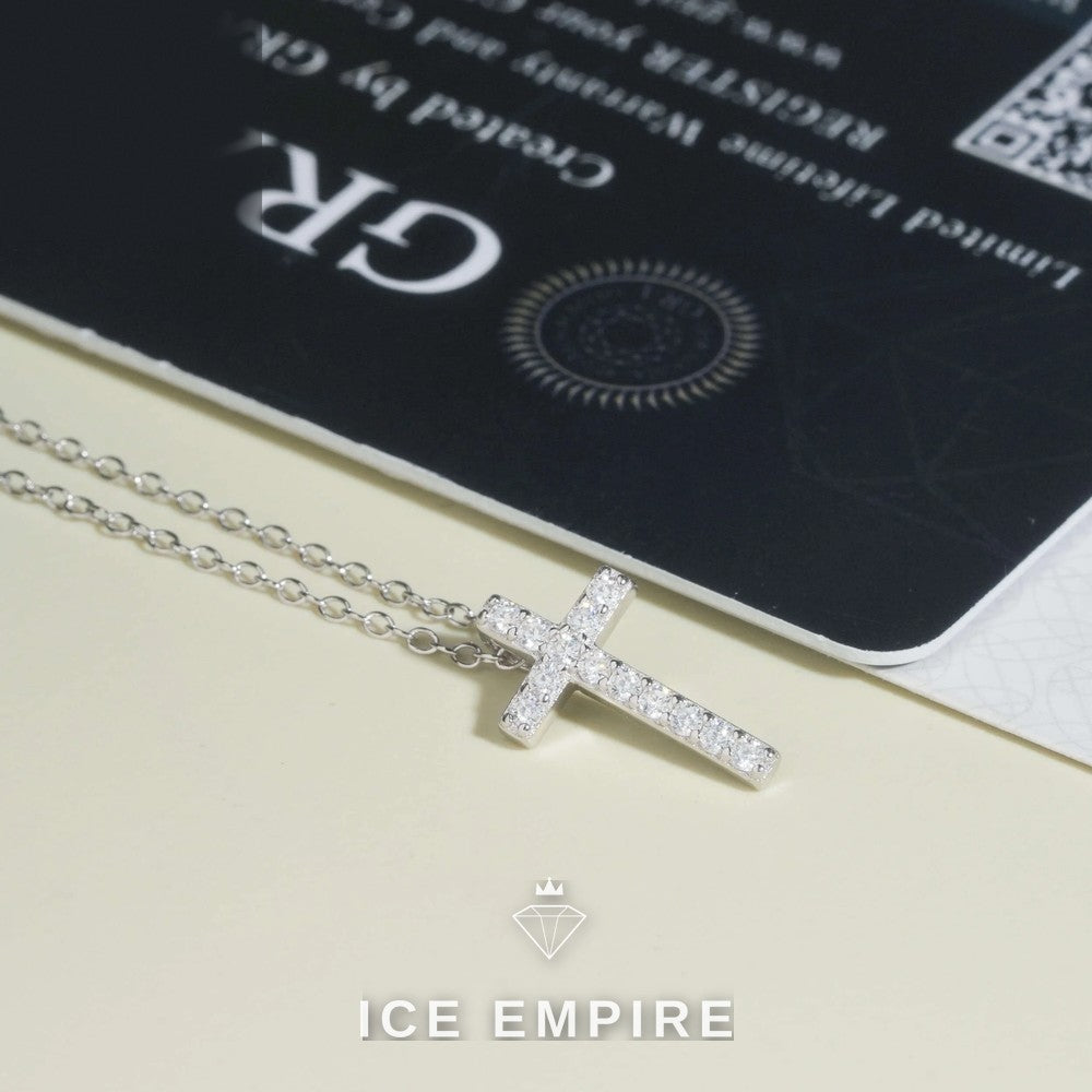 Iced Out Cross 925 Silver Pendant
