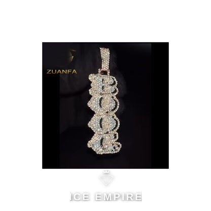 Iced Out Baguette Rose Gold Plated Moissanite Pendant