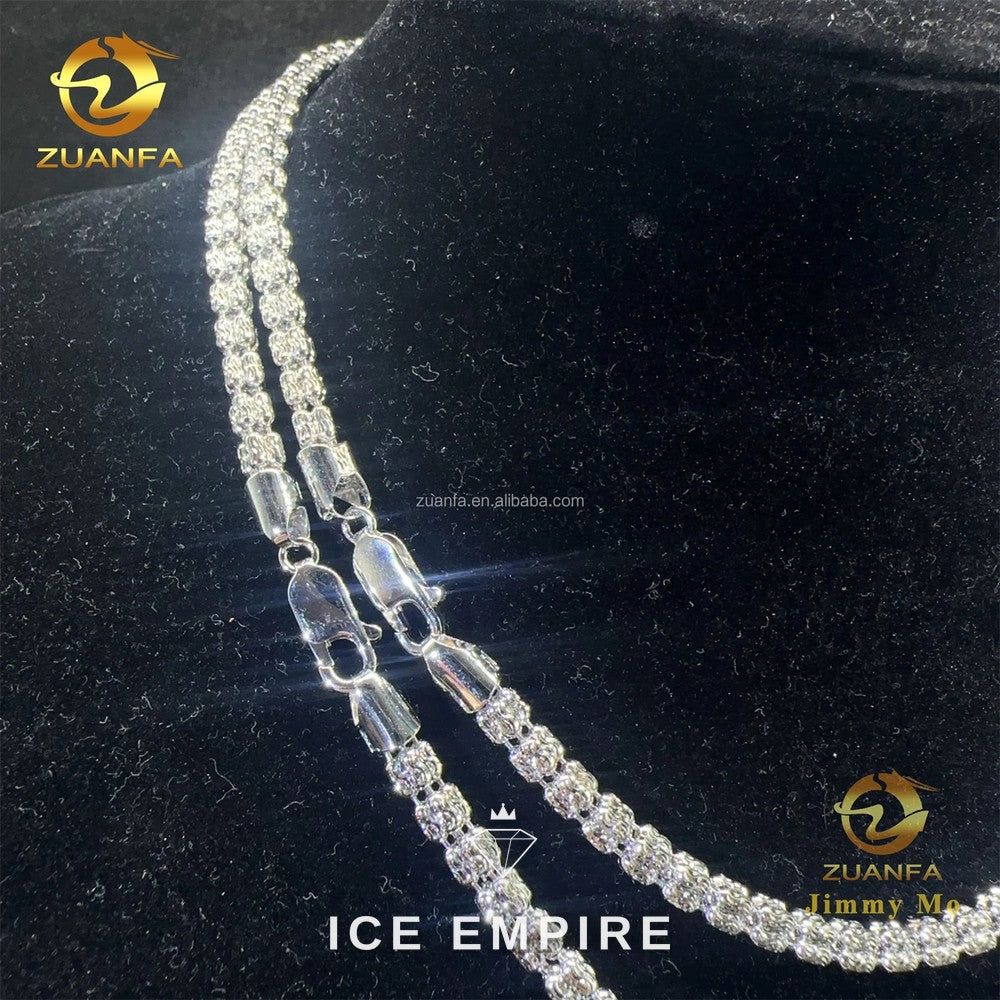 Iced Out 925 Silver Moissanite Cuban Chain