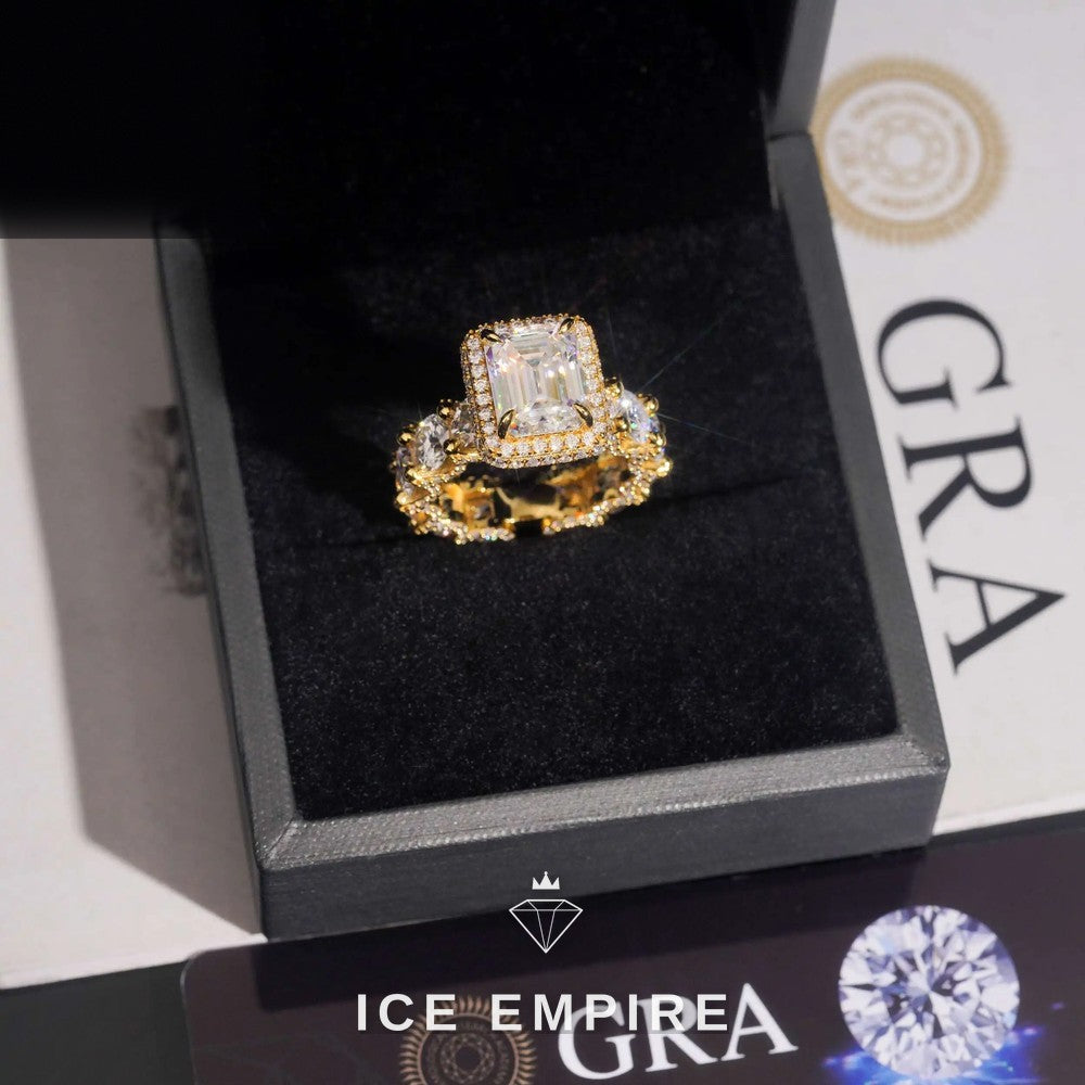 Iced Out 925 Silver Moissanite Engagement Ring
