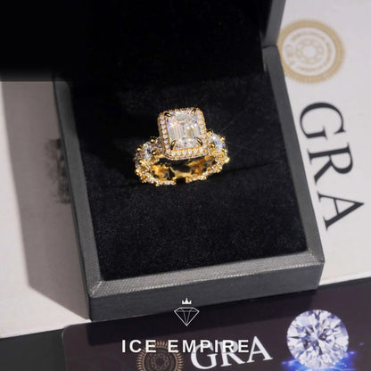 Iced Out 925 Silver Moissanite Engagement Ring