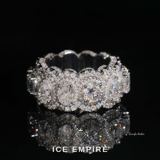 Iced Out Cluster Rose Gold Plated Lab Grown Diamond Ring