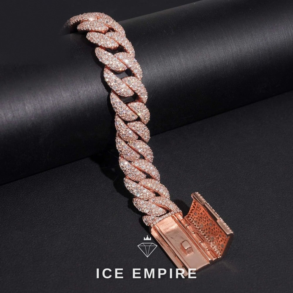Iced Out Rose Gold Moissanite Cuban Chain