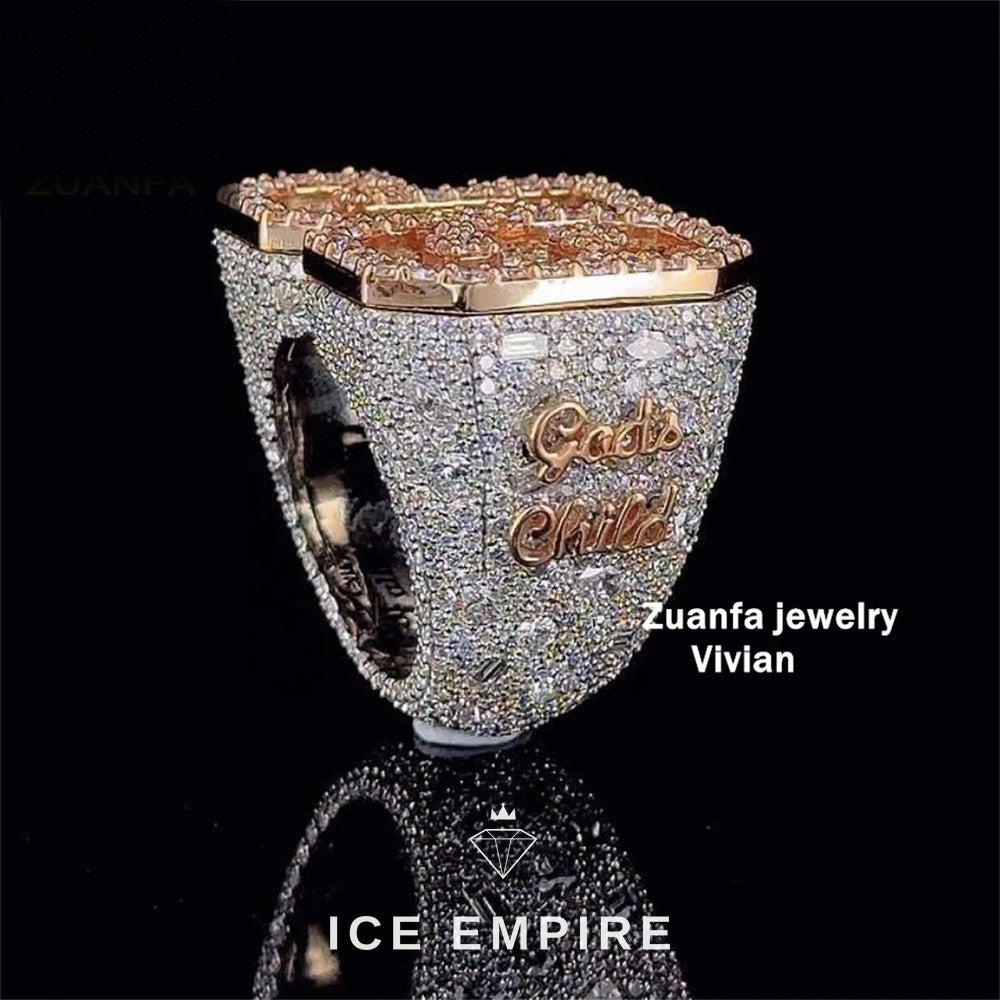 Iced Out 925 Silver Moissanite Ring