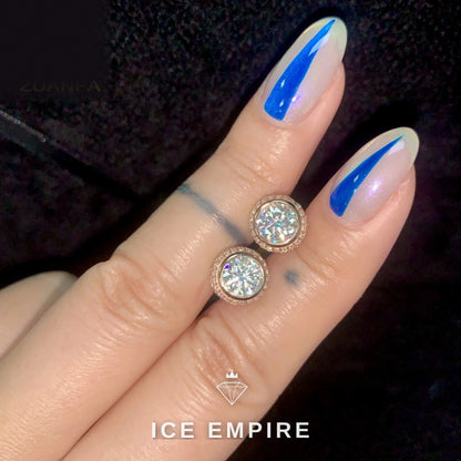 Iced Out Gold Plated Moissanite Stud Earrings