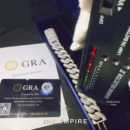 Iced Out 925 Silver Moissanite Cuban Chain