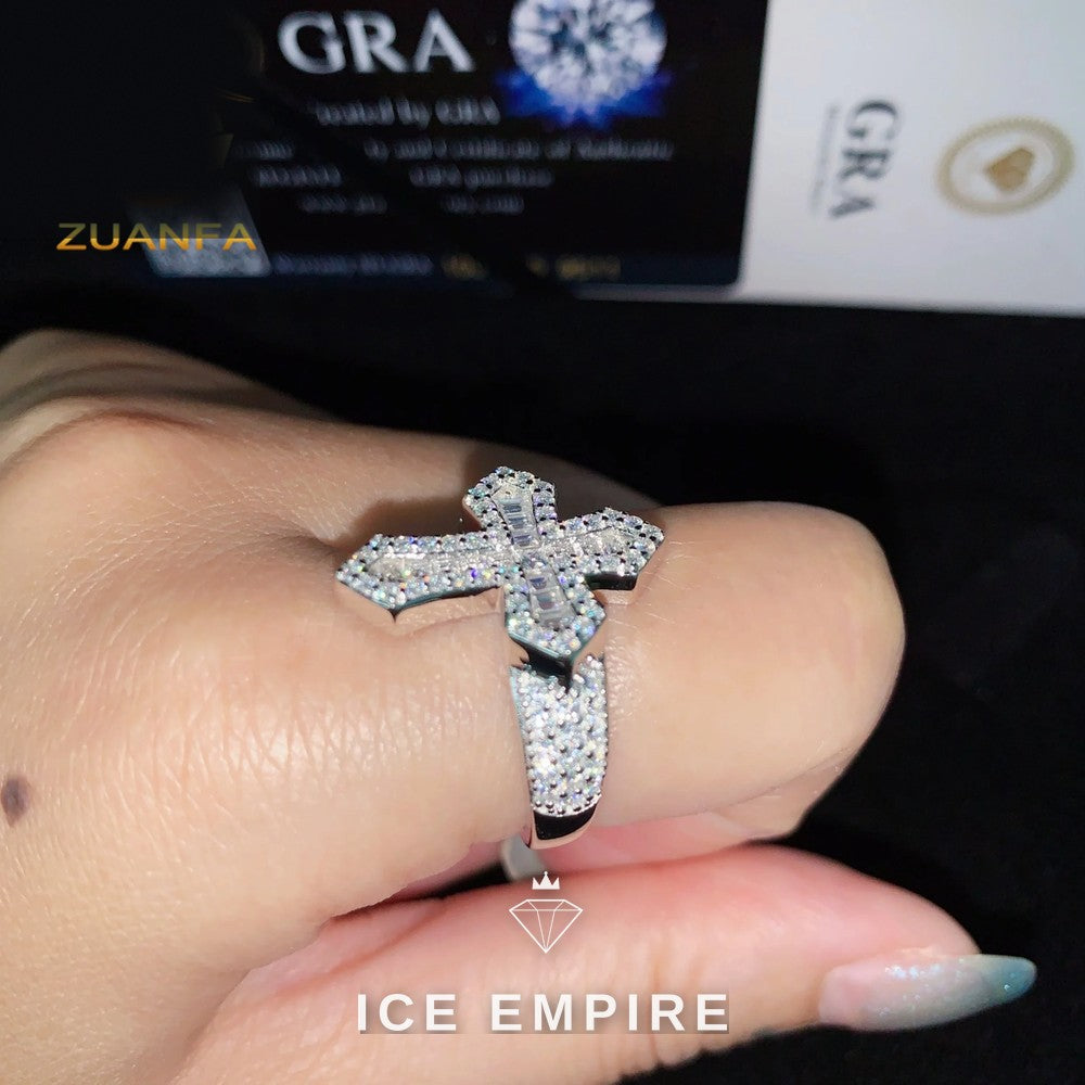Iced Out Baguette Rose Gold Plated Moissanite Ring