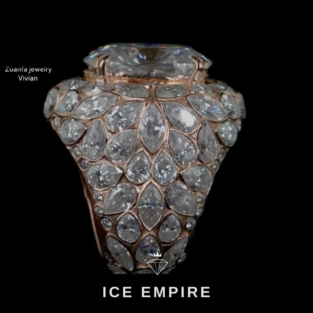 Iced Out 925 Silver Moissanite Ring
