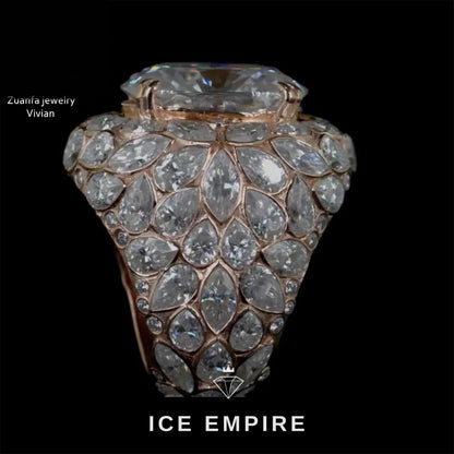 Iced Out 925 Silver Moissanite Ring
