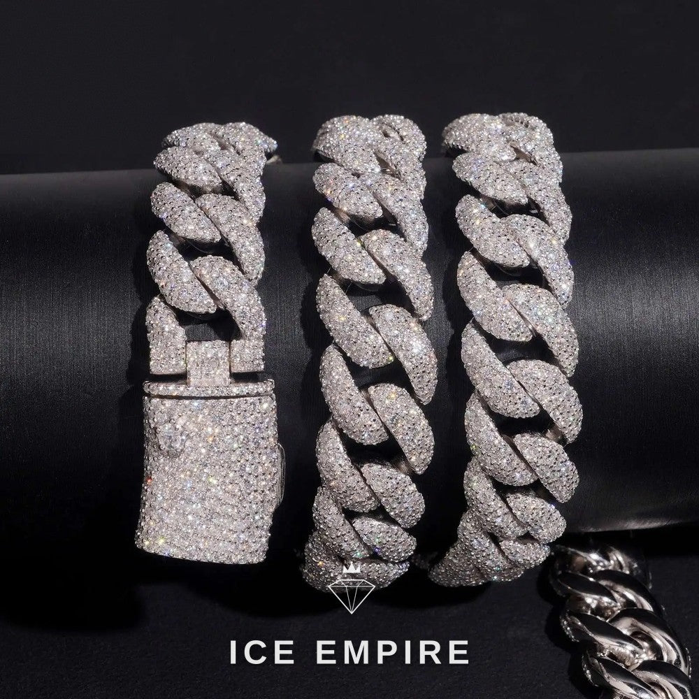 Iced Out Rose Gold Plated Moissanite Cuban Chain