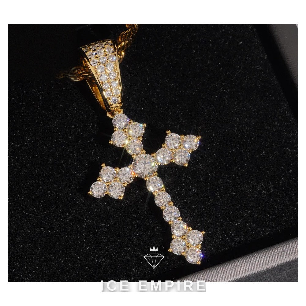 Iced Out Cross 925 Silver Pendant