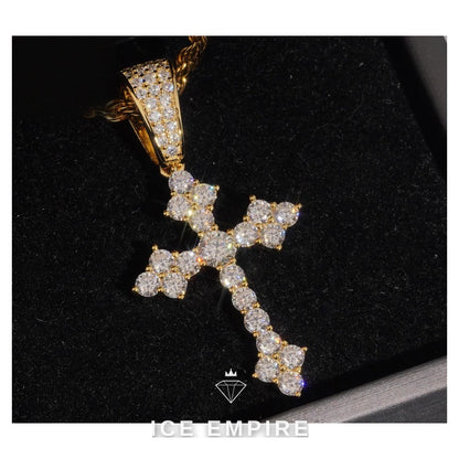 Iced Out Cross 925 Silver Pendant