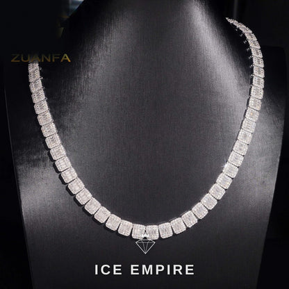 Iced Out Baguette Rose Gold Moissanite Cuban Chain