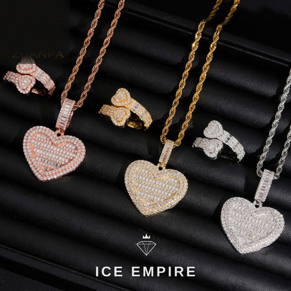 Iced Out Baguette Rose Gold Plated Moissanite Pendant
