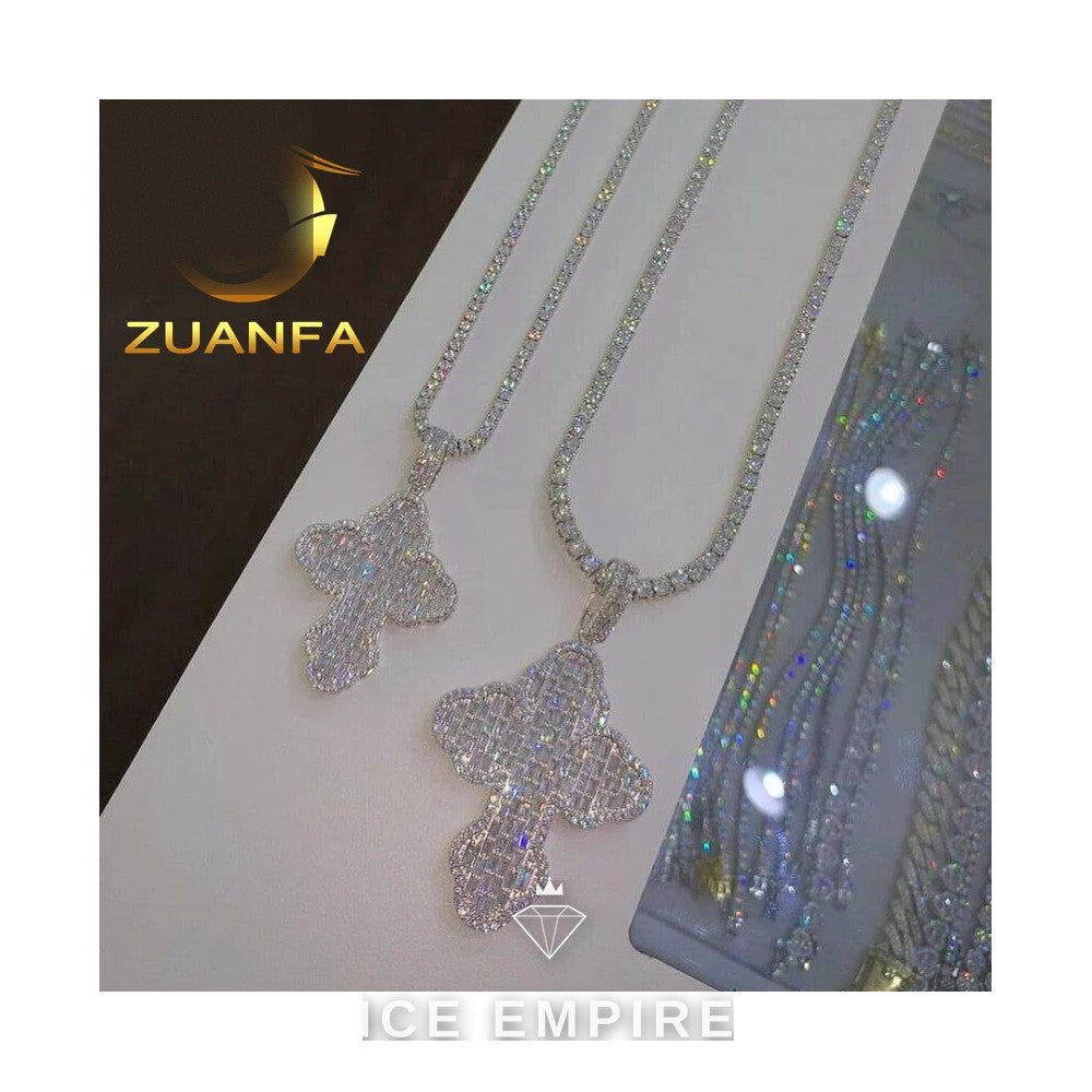 Iced Out Cross Rose Gold Plated Moissanite Pendant