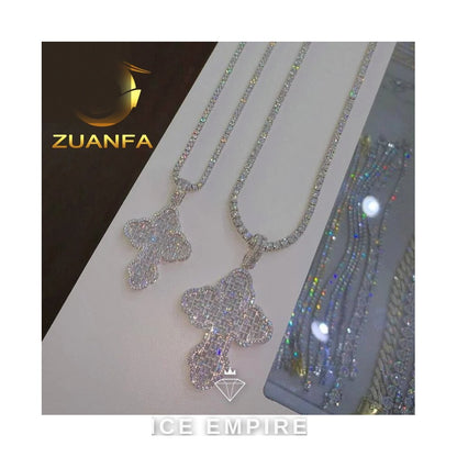 Iced Out Cross Rose Gold Plated Moissanite Pendant