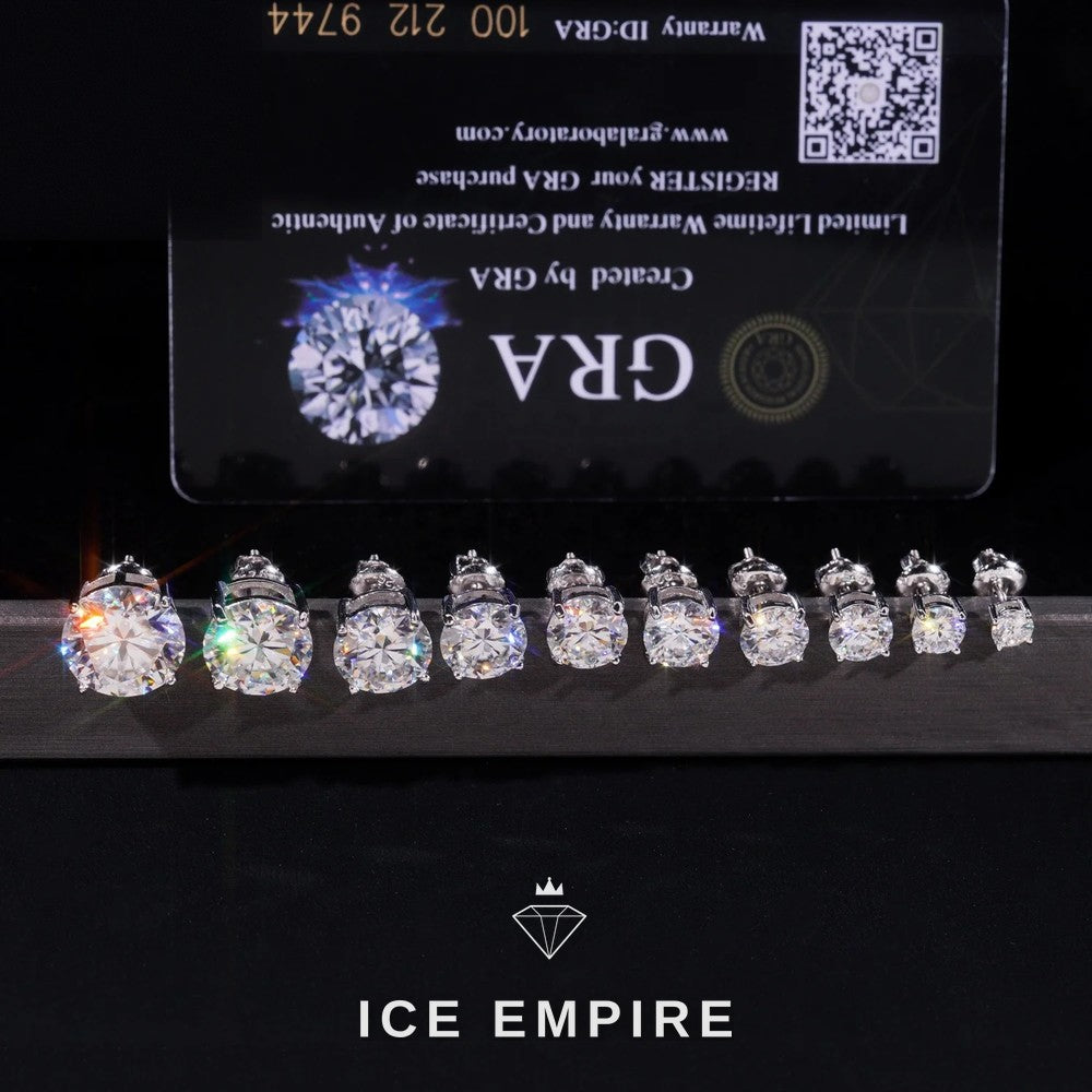 Iced Out 925 Silver Moissanite Stud Earrings