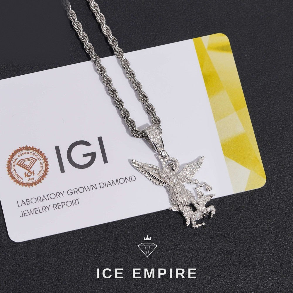 Iced Out Baguette Gold Plated Lab Grown Diamond Pendant