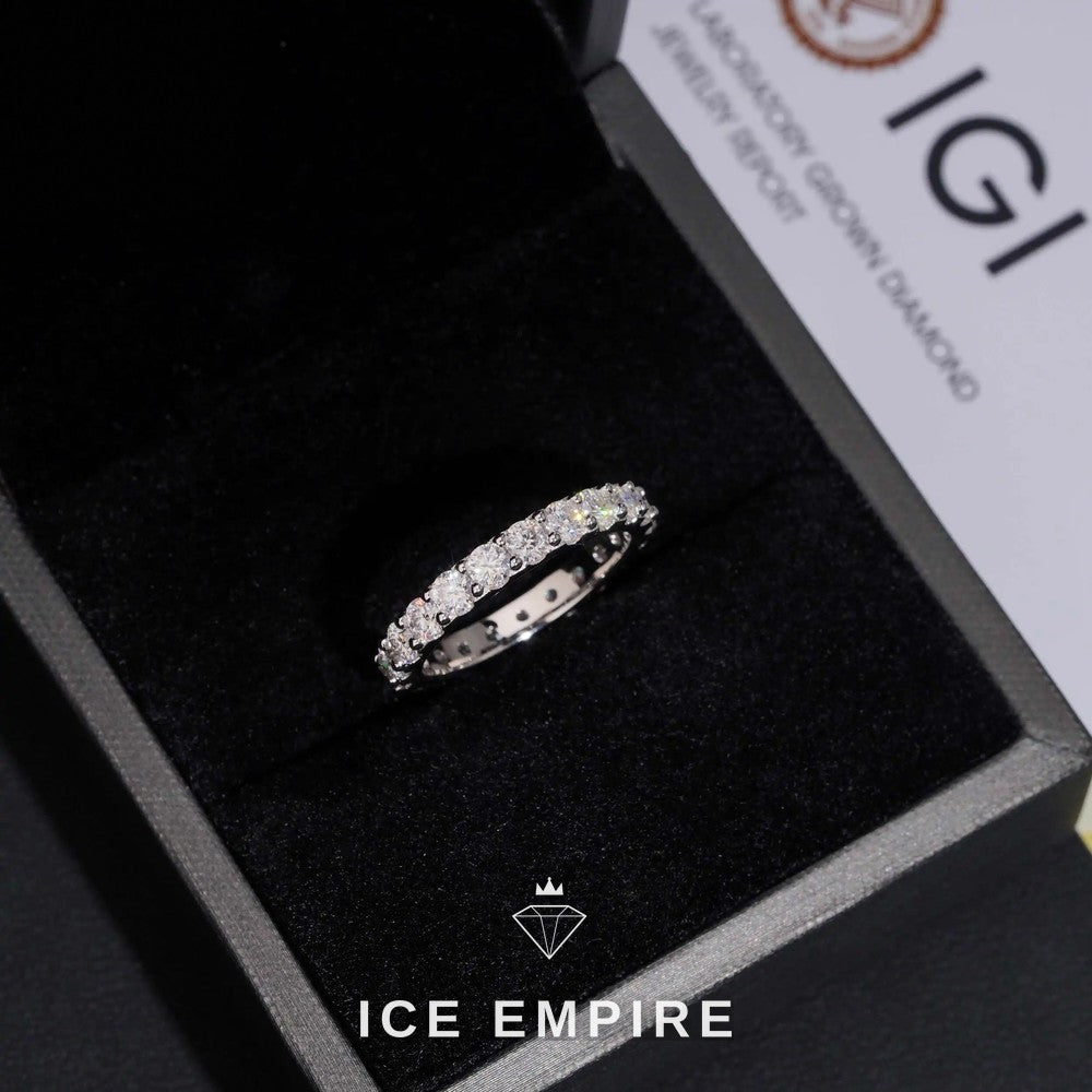 Iced Out 10K Gold Lab Grown Diamond Wedding Band