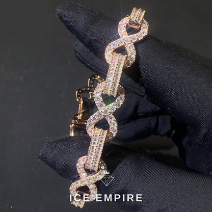Iced Out Baguette Rose Gold Moissanite Cuban Chain